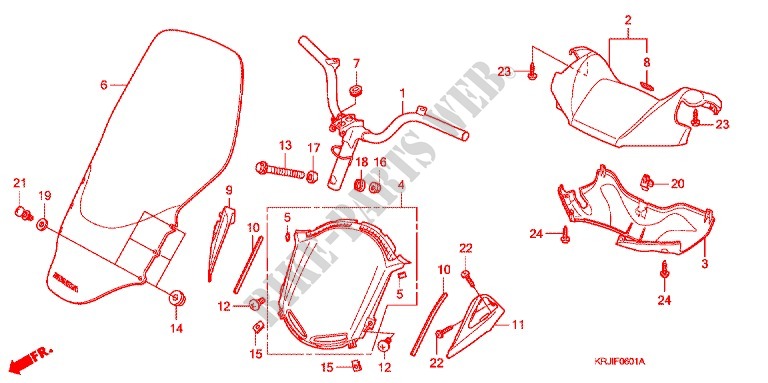 GUIDON   CARENAGE (FES1257/A7) (FES1507/A7) pour Honda S WING 125 FES de 2007