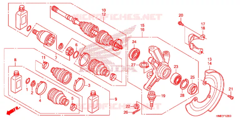 ARBRE DE ROUE AVANT Honda ATV 680 FOURTRAX 2016  TRX680FAG