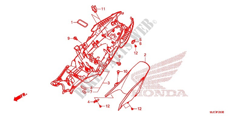 GARDE BOUE ARRIERE pour Honda CBR 650 F ABS de 2016