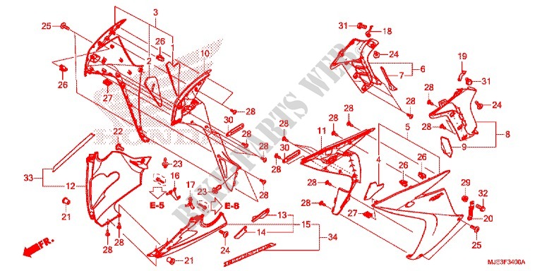 CARENAGES INFERIEUR pour Honda CBR 650 F ABS de 2016