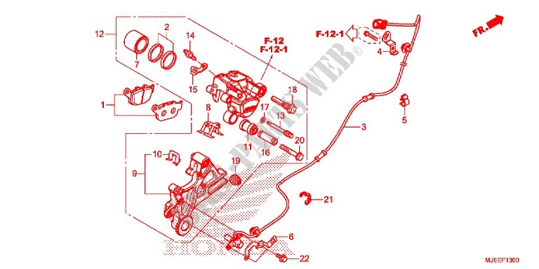 ETRIER DE FREIN ARRIERE pour Honda CB 650 F TRICOLOR de 2016