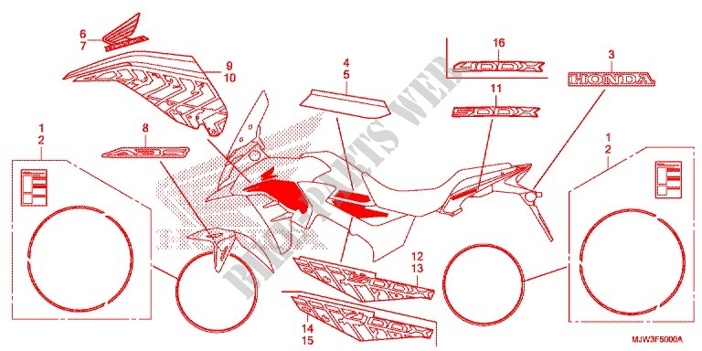 AUTOCOLLANTS pour Honda CB 500 X de 2016