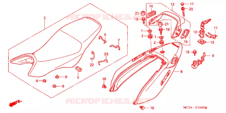SELLE - CARENAGE ARRIERE Honda MOTO 900 HORNET 2007  CB900F7_A