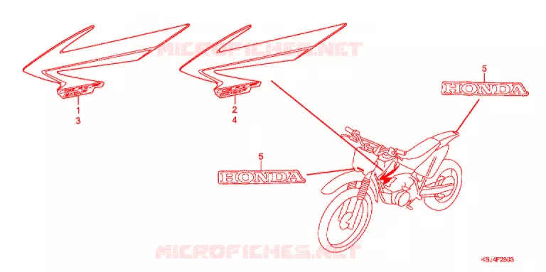 AUTOCOLLANTS (CRF80F'07/CRF100F'07) Honda MOTO 100 CRF 2007  CRF100F7
