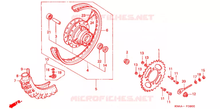 ROUE ARRIERE Honda MOTO 100 CRF 2007  CRF100F7