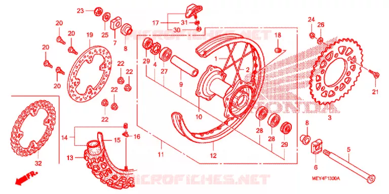 ROUE ARRIERE Honda MOTO 450 CRF 2007  CRF450X7