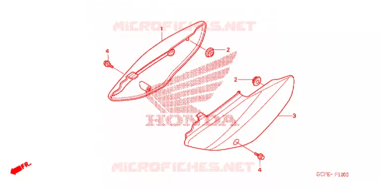 COUVERCLES LATERAUX Honda MOTO 70 CRF 2007  CRF70F7