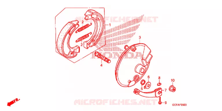 FLASQUE - MACHOIRES DE FREIN AVANT Honda MOTO 70 CRF 2007  CRF70F7