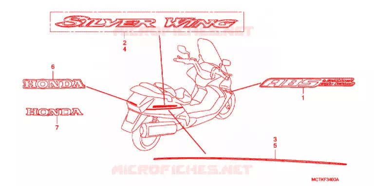 AUTOCOLLANTS (FJS400A/D/FJS600A/D5-8) Honda SCOOTER 600 SILVERWING 2007  FJS600D7