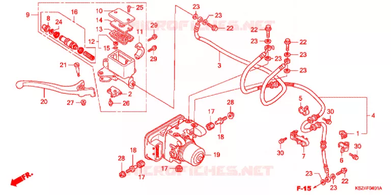 MAITRE CYLINDRE DE FREIN AVANT (ABS) Honda SCOOTER 250 REFLEX 2007  NSS250AS7