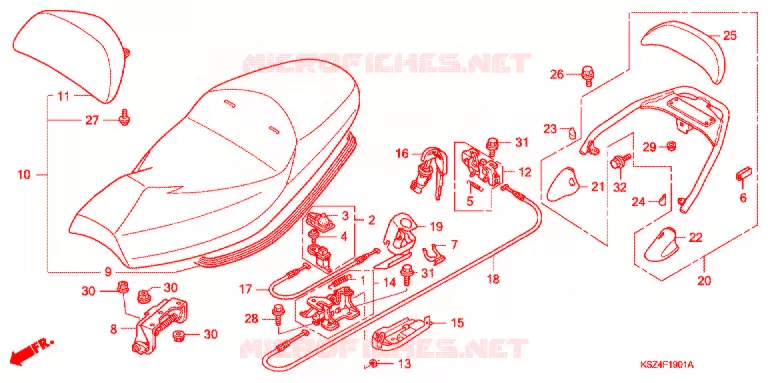 SELLE - POIGNEE ARRIERE (NSS250S/NSS250AS) Honda SCOOTER 250 REFLEX 2007  NSS250AS7