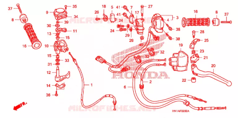 LEVIER DE GUIDON - CABLE - COMMODO (1) Honda ATV 400 FOURTRAX 2007  TRX400EX7