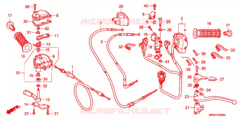 LEVIER DE GUIDON - CABLE - COMMODO Honda ATV 420 FOURTRAX 2007  TRX420FE7