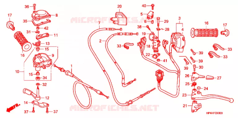 LEVIER DE GUIDON - CABLE - COMMODO Honda ATV 420 FOURTRAX 2007  TRX420FM7