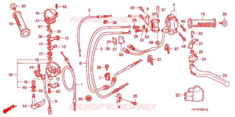 LEVIER DE GUIDON - CABLE - COMMODO ('06-'08) Honda ATV 450 FOURTRAX 2007  TRX450R7