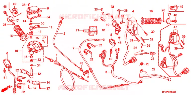 LEVIER DE GUIDON - CABLE - COMMODO Honda ATV 500 FOURTRAX 2007  TRX500FGA7