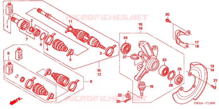 ARBRE DE ROUE  Honda ATV 500 FOURTRAX 2007  TRX500FGA7