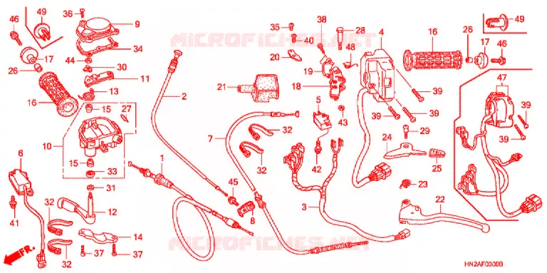 LEVIER DE GUIDON - CABLE - COMMODO Honda ATV 500 FOURTRAX 2007  TRX500FGA7