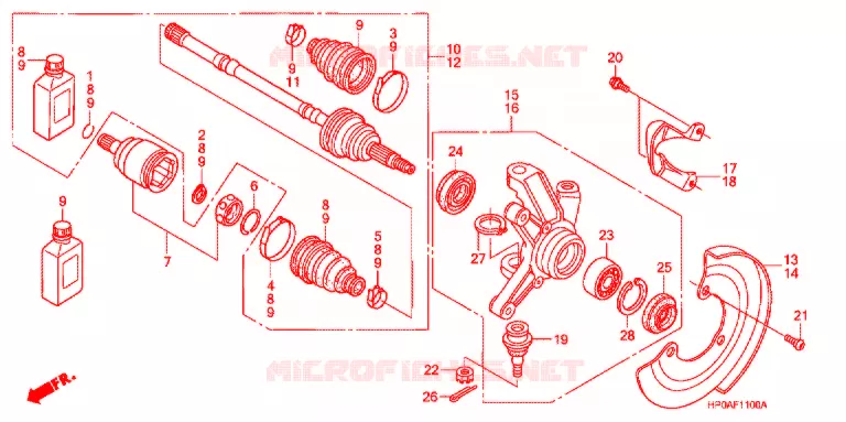 ARBRE DE ROUE  Honda ATV 500 FOURTRAX 2007  TRX500FPE7