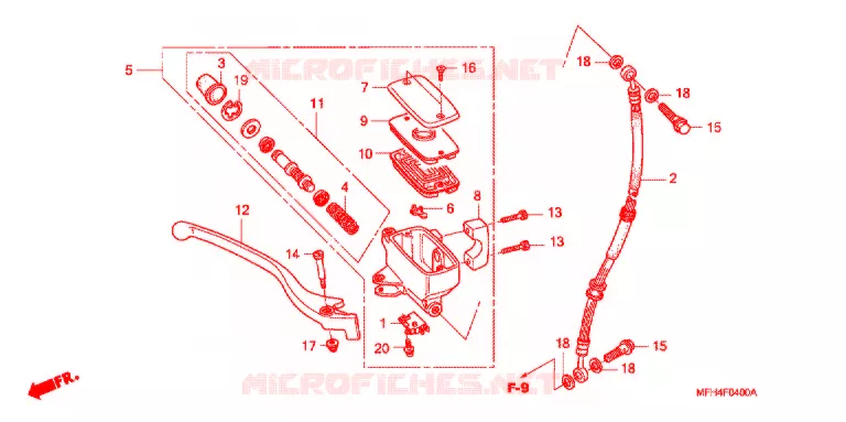 MAITRE CYLINDRE DE FREIN AVANT Honda MOTO 600 SHADOW 2007  VT600CD7