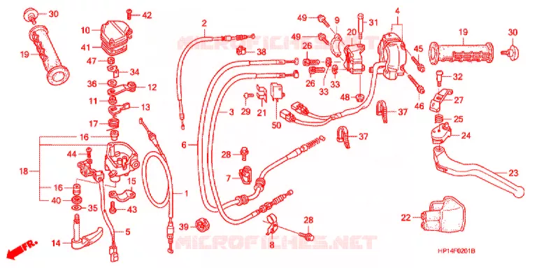 LEVIER DE GUIDON - CABLE - COMMODO ('06-'08) Honda ATV 450 FOURTRAX 2008  TRX450R8