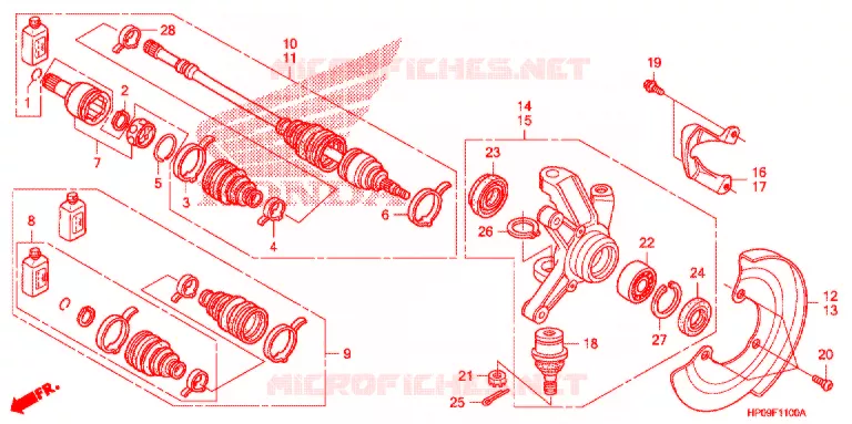 ARBRE DE ROUE  Honda ATV 500 FOURTRAX 2009  TRX500FM9