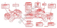 ETIQUETTE DE PRECAUTIONS pour Honda FOURTRAX 500 FOREMAN 4X4 Power Steering de 2009