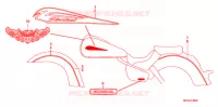 AUTOCOLLANTS pour Honda SHADOW VT 750 ABS TWO TONE de 2010