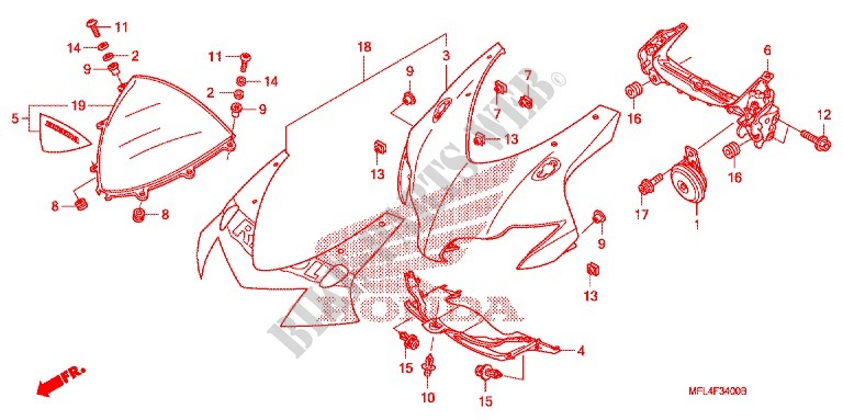 TETE DE FOURCHE pour Honda CBR 1000 RR REPSOL de 2012
