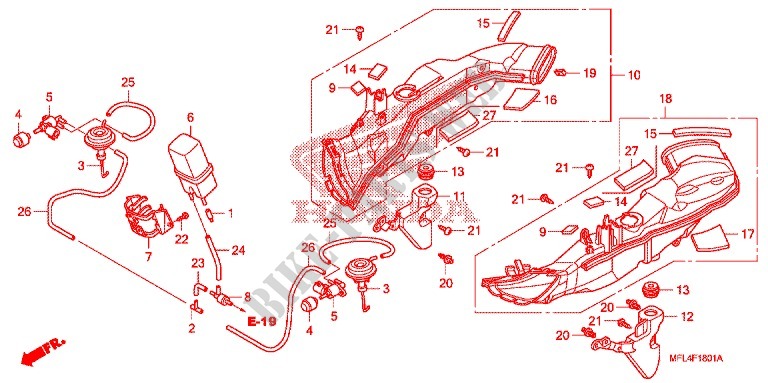 CONDUITE D'ADMISSION AIR   SOUPAPE pour Honda CBR 1000 RR VICTORY RED de 2011