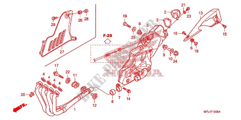 SILENCIEUX D'ECHAPPEMENT pour Honda CBR 1000 RR VICTORY RED de 2011