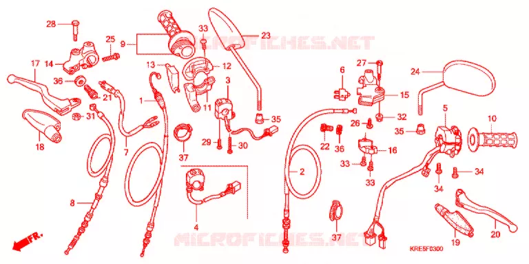 LEVIER DE GUIDON - CABLE - COMMODO Honda MOTO 150 NX 2011  NXR150KSB