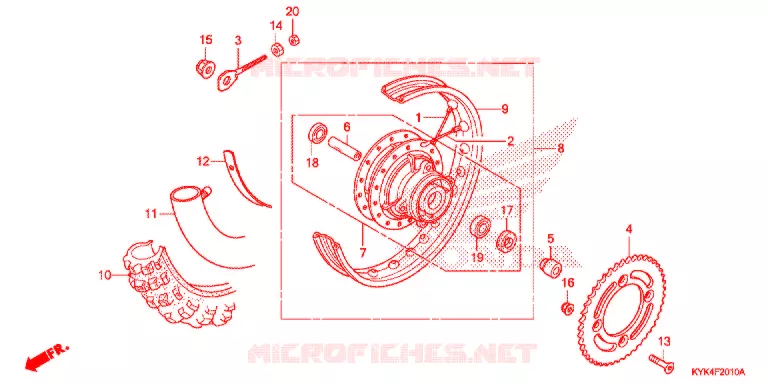 ROUE ARRIERE Honda MOTO 110 CRF 2013  CRF110FD