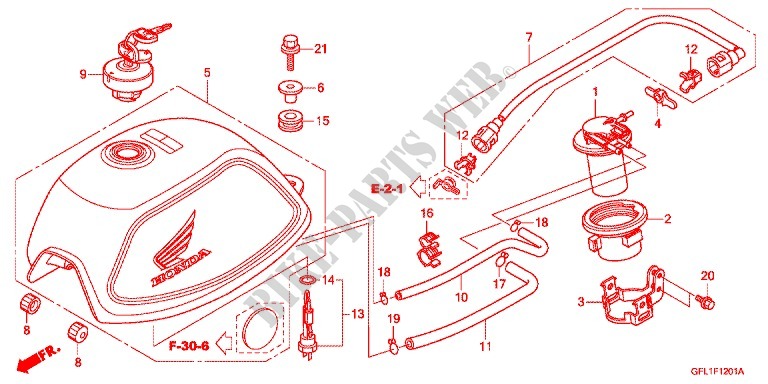 RESERVOIR A CARBURANT (Z50J9,B,C,E) pour Honda MONKEY 50 de 2012