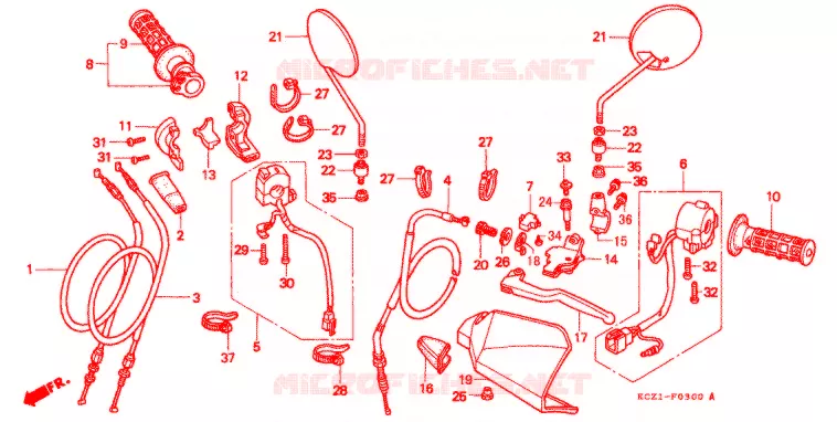 LEVIER DE GUIDON - CABLE - COMMODO Honda MOTO 250 XR 1998  XR250W