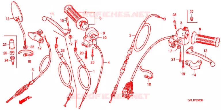 LEVIER DE GUIDON - CABLE - COMMODO Honda MOTO 50 MONKEY 2007  Z50J7_M
