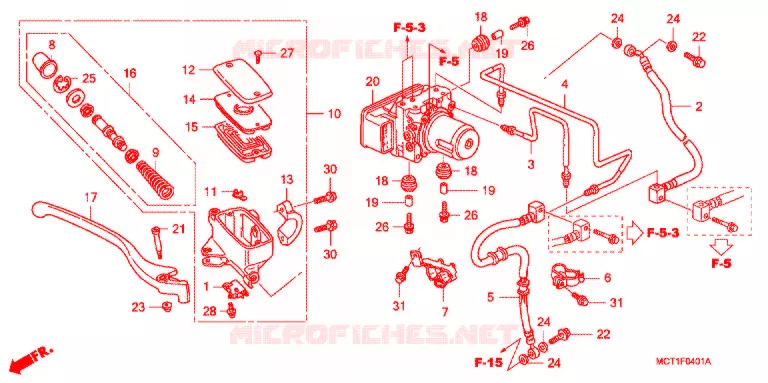 MAITRE CYLINDRE DE FREIN AVANT (FJS400A FJS600A) Honda SCOOTER 400 SILVERWING 2003  FJS400A3