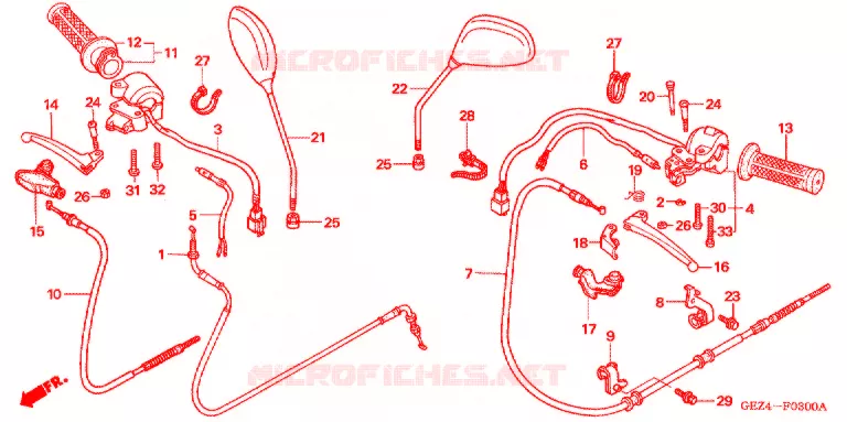 LEVIER DE GUIDON - CABLE - COMMODO Honda SCOOTER 50 RUCKUS 2003  NPS503_A
