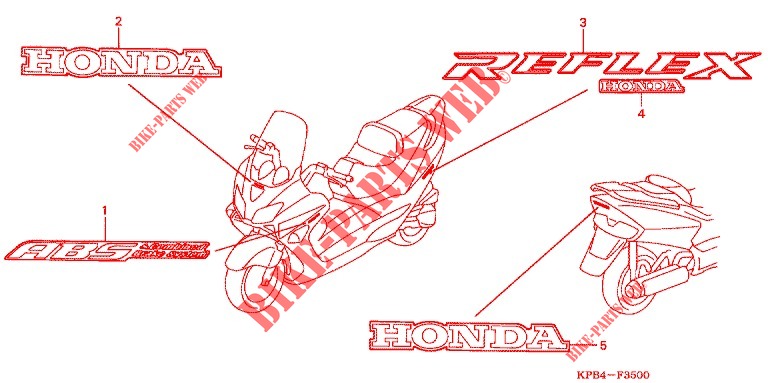 AUTOCOLLANTS pour Honda REFLEX 250 de 2003
