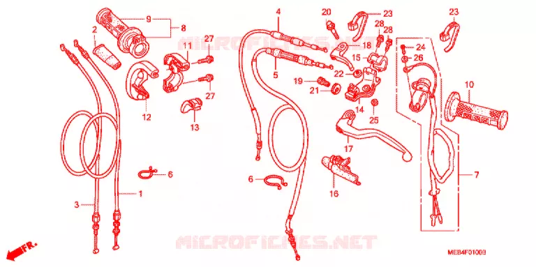 LEVIER DE GUIDON/COMMUTATEUR/CABLE (CRF450R'02,'03) Honda MOTO 450 CRF 2002  CRF450R2