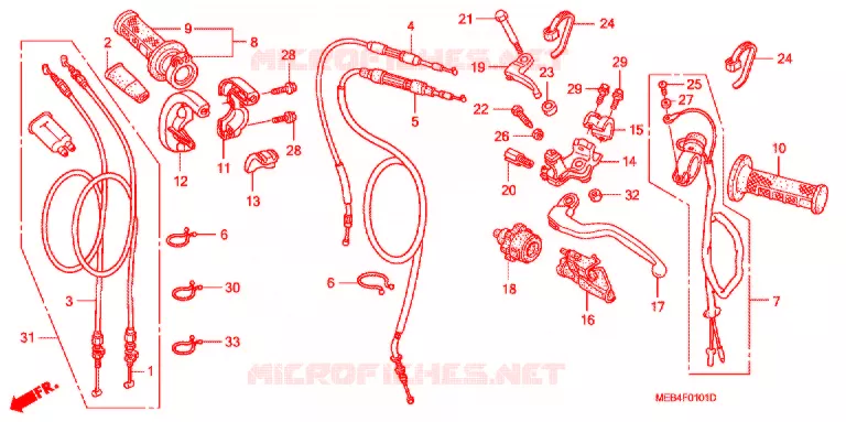LEVIER DE GUIDON - CABLE - COMMODO (CRF450R'04-'08) Honda MOTO 450 CRF 2005  CRF450R5