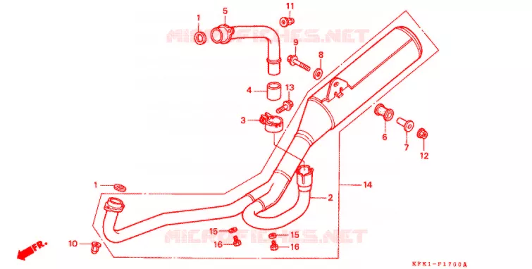 SILENCIEUX D'ECHAPPEMENT Honda MOTO 250 VTR 2004  VTR2503