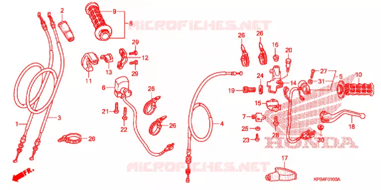 LEVIER DE GUIDON - CABLE - COMMODO Honda MOTO 230 CRF 2006  CRF230F6