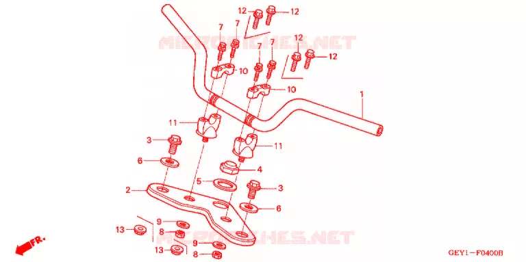GUIDON - TE DE FOURCHE Honda MOTO 100 APE 2004  XZ1004