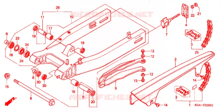 BRAS OSCILLANT - CARTER DE CHAINE Honda MOTO 250 HORNET 2000  CB250FY