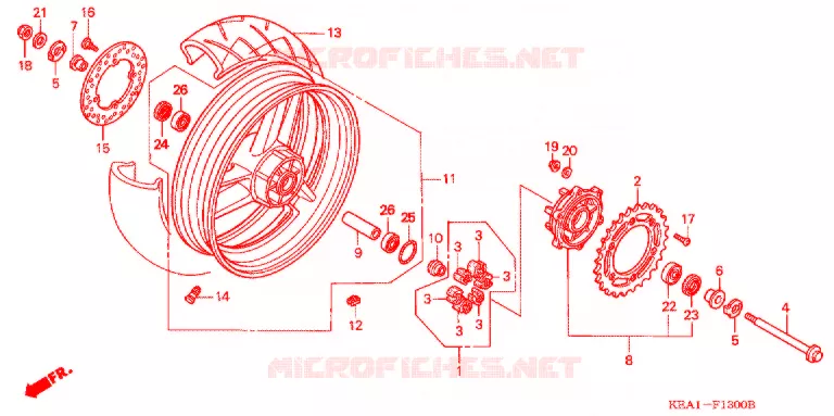 ROUE ARRIERE Honda MOTO 250 HORNET 2000  CB250FY