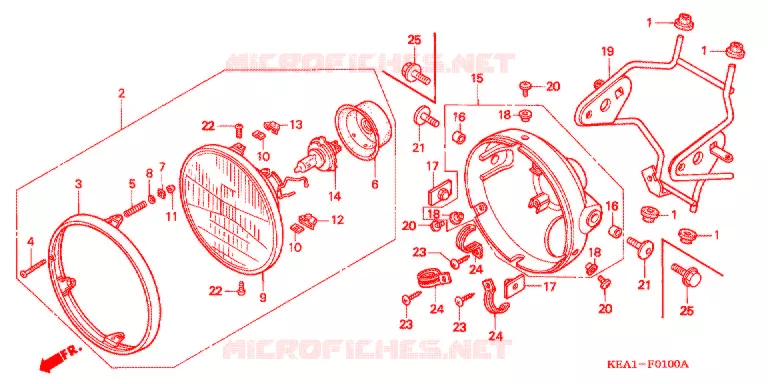 PHARE (CB250FT/V/X/Y/1/3) Honda MOTO 250 HORNET 2003  CB250F3