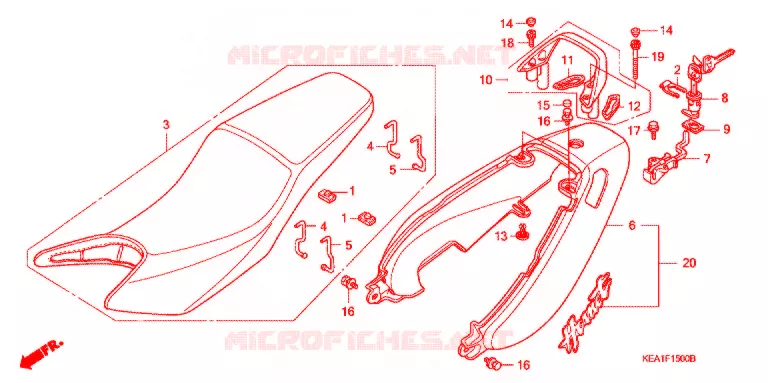 SELLE - CARENAGE ARRIERE Honda MOTO 250 HORNET 2005  CB250F3