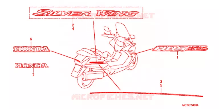 AUTOCOLLANTS (FJS400A/D/FJS600A/D5-8) Honda SCOOTER 400 SILVERWING 2006  FJS400A5