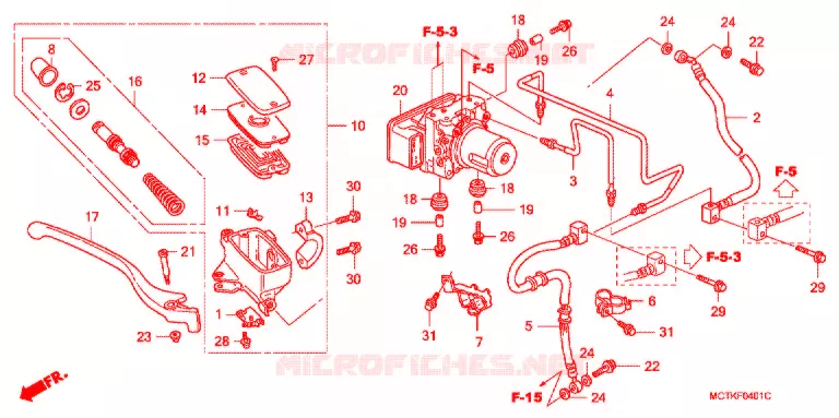 MAITRE CYLINDRE DE FREIN AVANT (FJS400A/FJS600A5-8) Honda SCOOTER 400 SILVERWING 2006  FJS400A5